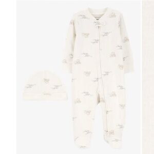 Baby 2-Piece 2-Way Zip Elephant Cotton Sleep & Play Pajamas & Cap Set, 6M